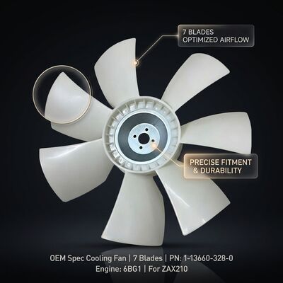 Ventola di raffreddamento radiatore motore specifica OEM 7 pale 1-13660-328-0 1136603280 6BG1 6BG1T Escavatore Hitachi ZAX210 Parti di precisione